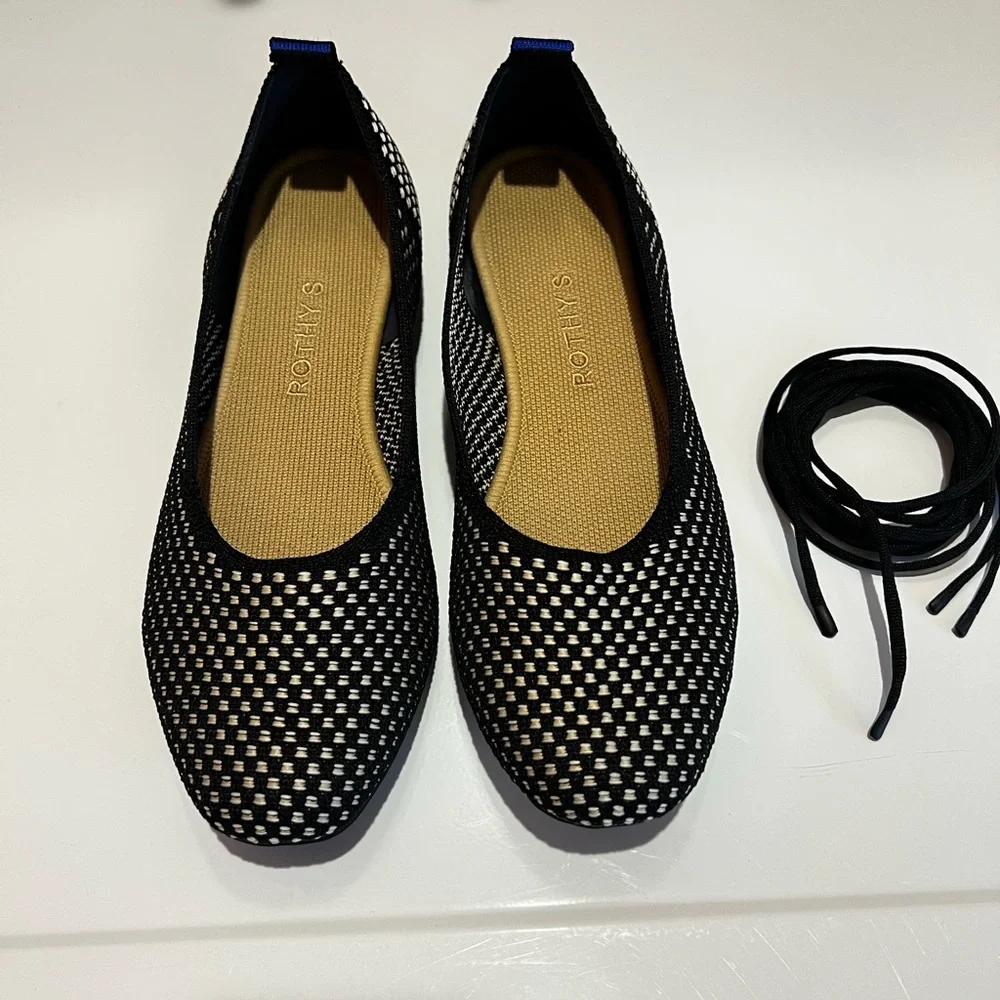 Rothy's Black and Cream Checkered Flats - Picture 2 of 3